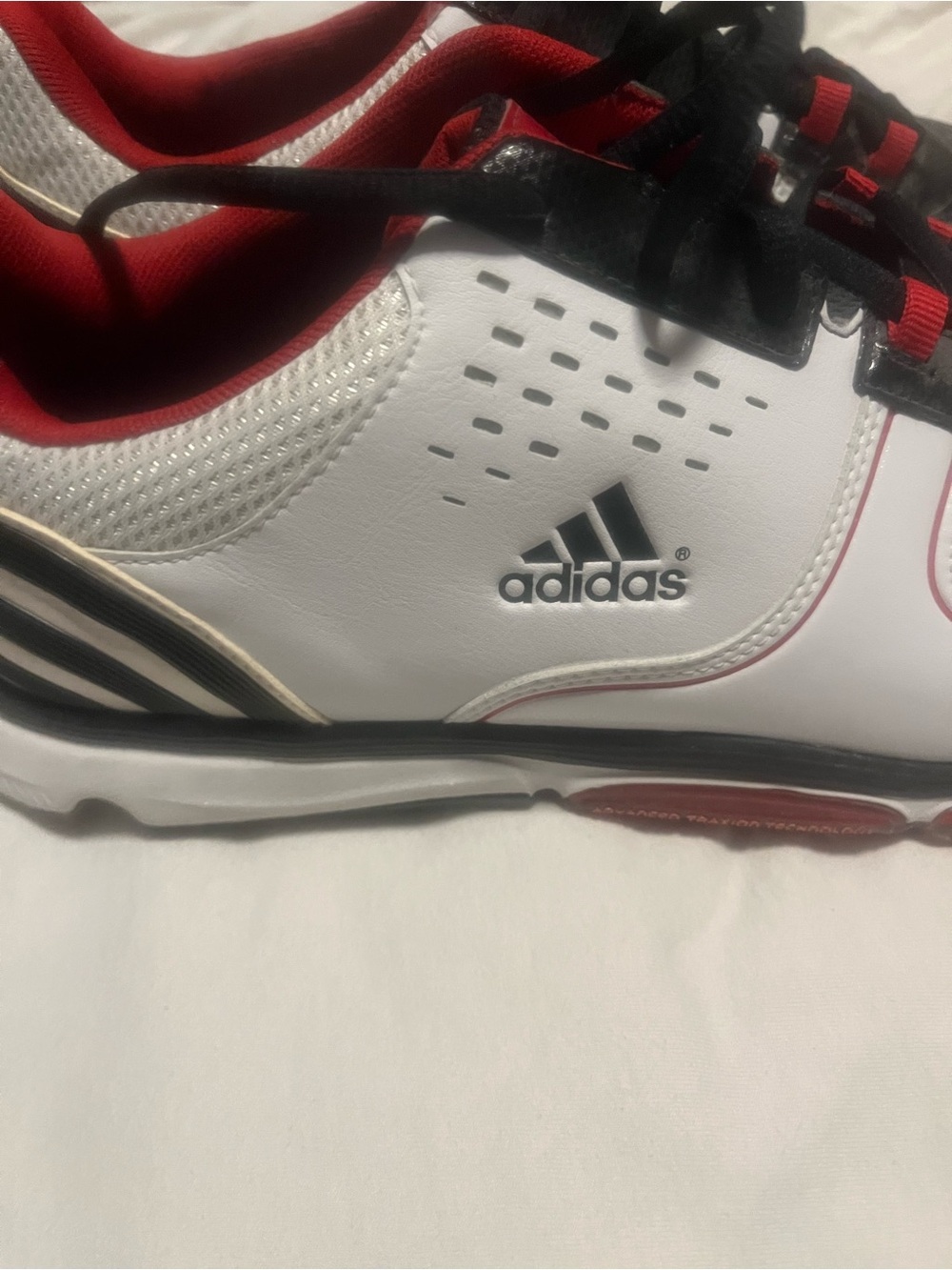 adidas Men’s White Black Red Athletic Golf Shoes 11.5 - Picture 5 of 6